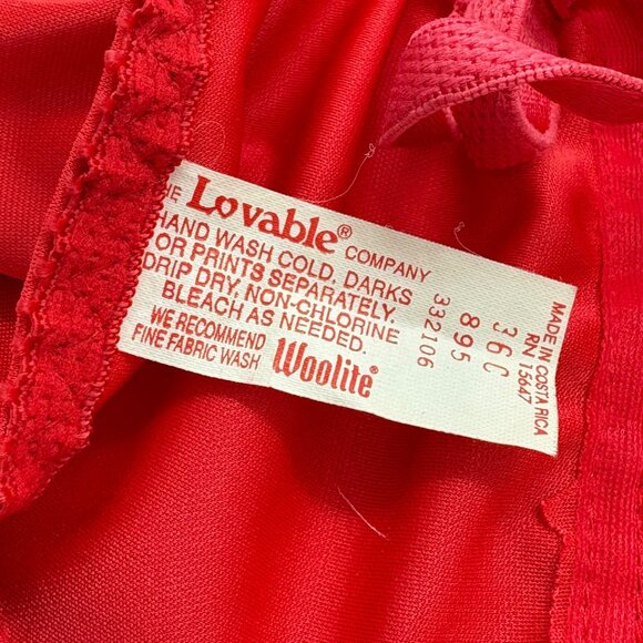 Lovable Red Underwire Bra 36C Adjustable Straps Lace Trim Satin Finish Elegant I - Picture 6 of 6